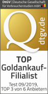 Die Exchange AG gehört zu den TOP-Filialisten im Goldankauf. Dies hat der Test lt. DTVG 2019 bestätigt.