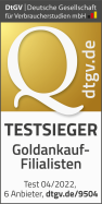 Die Exchange AG ist der Testsieger unter den Filialisten im Goldankauf. Dies hat der Test der DTVG 2022 bestätigt.