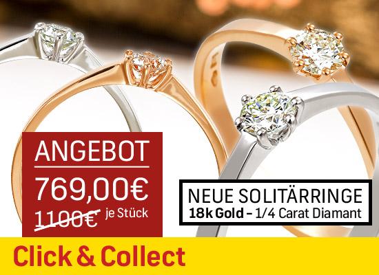 Neue Viertelkarat Solitärringe in 18K zum unschlagbaren Aktionspreis - jetzt Online im schmuckshop24.de shoppen!